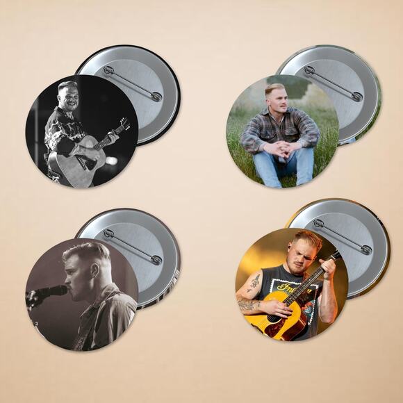 Zach Bryan 1.5 inch Pinback Button 4 Pack Country Music Artist Stocking Stuffer - Picture 1 of 1